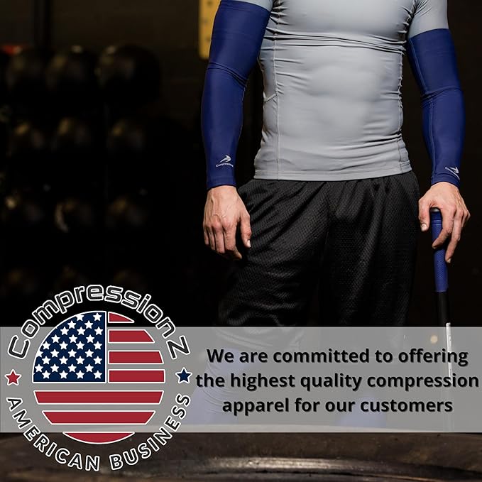 CompressionZ Compression Arm Sleeves for Men & Women| Cooling UV Sun Protection Elbow Pain Relief for All Sports and Recovery