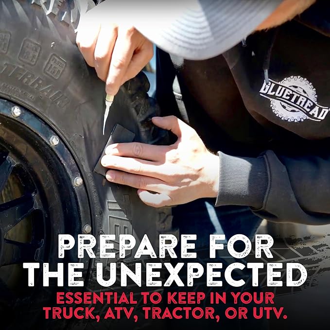 GlueTread Full-Size 4x4 Sidewall Tire Repair Kit | Sidewall Tire Patch Kit Puncture Repair Kit for Off-Road 4x4 Vehicles | Improved Rubber Formula No Accelerator Needed 10 Minutes Curing Time