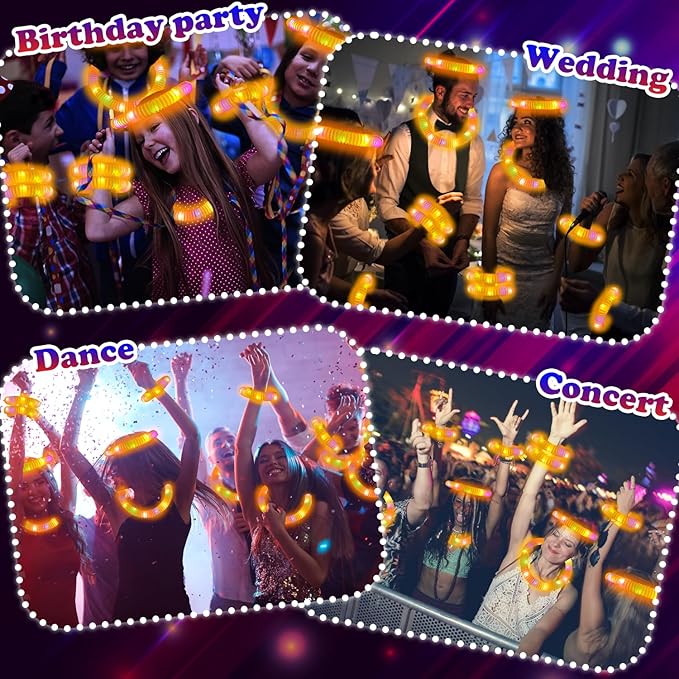 Light Up Glow Necklaces Bracelets Party Favors Gifts Accessories for Toddlers, 12-24PCS Orange Glow Sticks Pop Tubes for kids,Glow New Year Eve Birthday Camping Party Decorations for Boys Girl