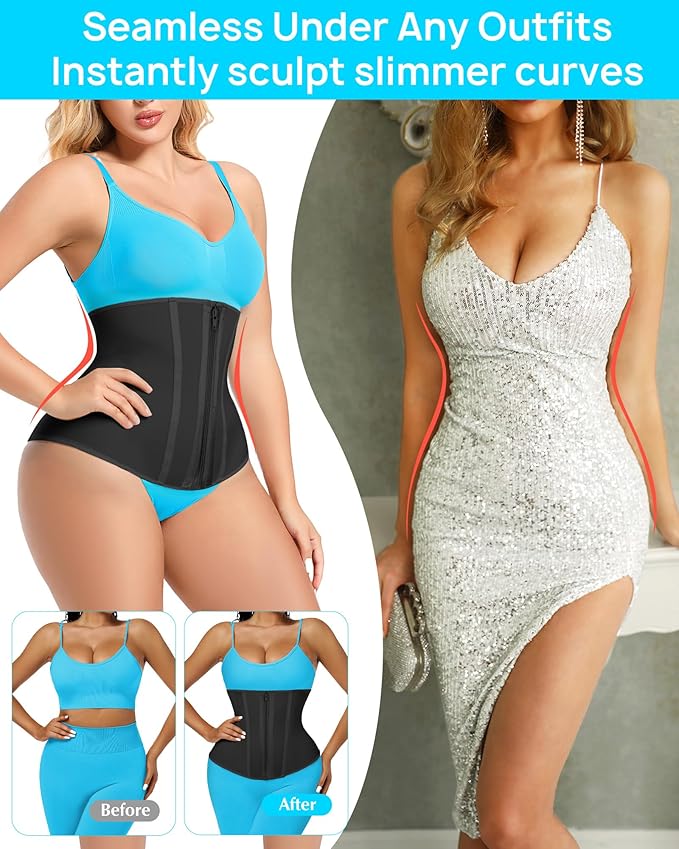 Short Torso Waist Trainer for Women Lower Belly Fat, Workout Fajas Colombianas Waist Cincher Corset