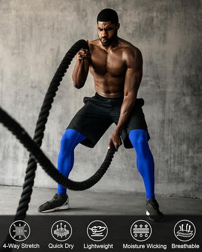 Roadbox 2 Pack Men's Compression Pants, Quick Dry Running Tights Workout Leggings, Athletic Base Layer for Gym Football Yoga