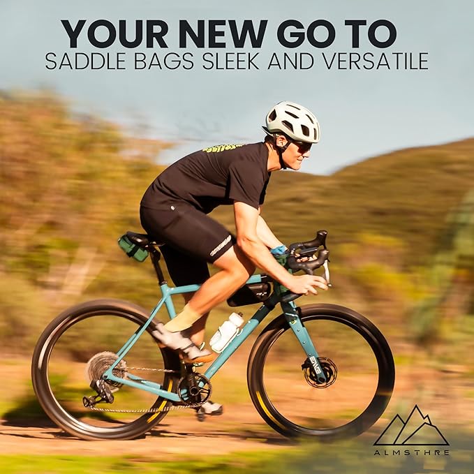 ALMSTHRE Signature Bike Saddle Bag – Hunter Green | 0.5L Bike Seat Bag (3" x 5.25" x 2") | Water-Resistant Ripstop, Waterproof Zipper, Internal Pocket | Durable Under Seat Storage