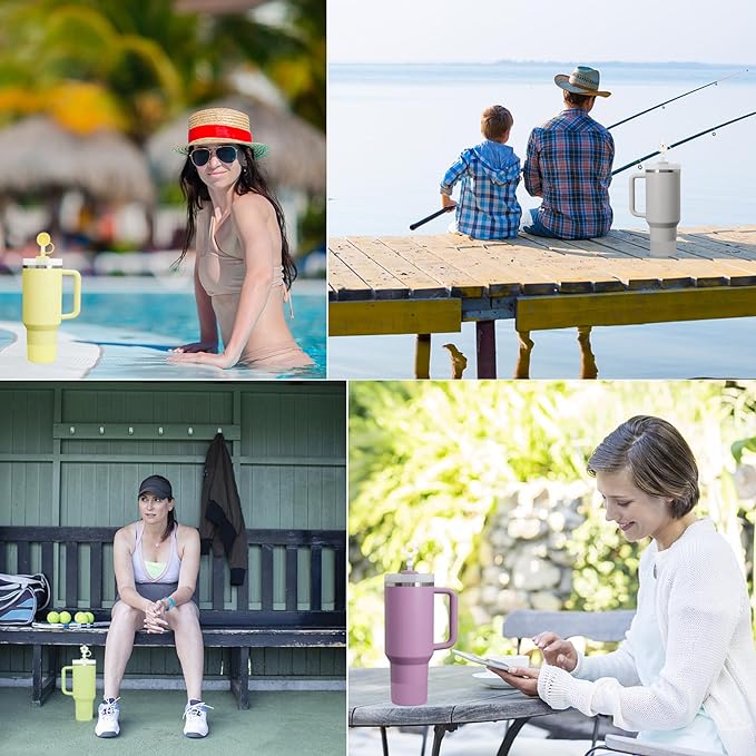 Lilac Silicone Stanley Cup Accessories Set: 6 Pcs Spill Proof Stopper, 2 Pcs Straw Cover Cap, 1 Pcs Silicone Boot for Stanley 40oz & 30oz Tumbler