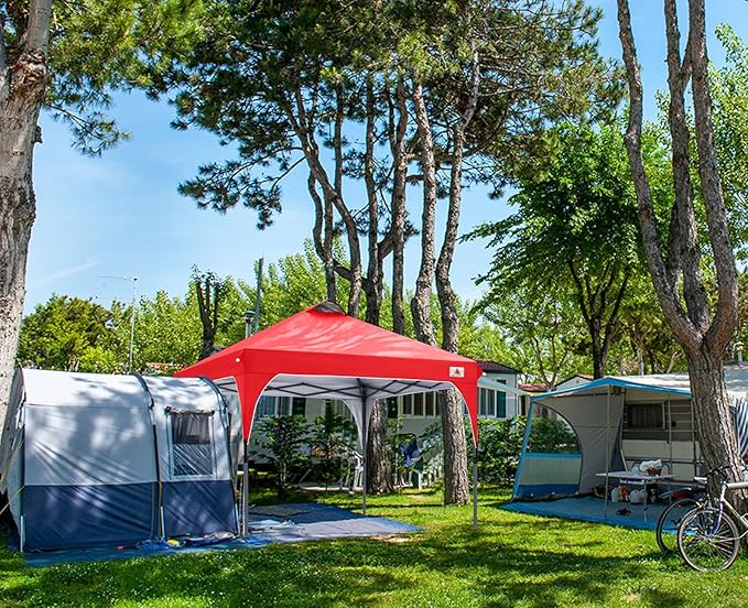 ABCCANOPY Outdoor Pop up Canopy Tent, 8x8 Instant Portable Canopy for Camping, Beach, Backyard, Red