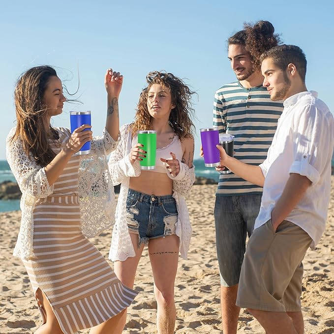 20oz Tumbler Stainless Steel Tumbler Cup with Lid Vacuum Insulated Double Wall Travel Mug, Durable Powder Coated Travel Coffee Tumbler Mug for Hot & Cold Drinks, Green,1 Pack