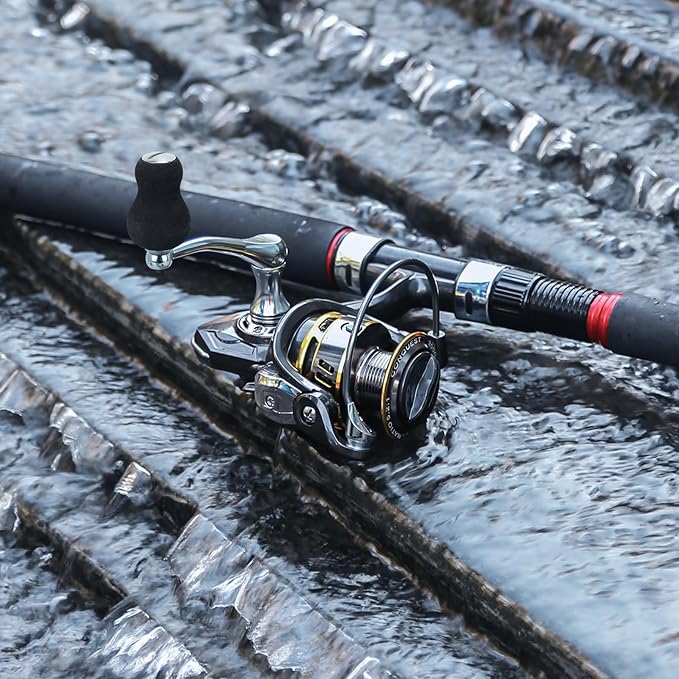 SAN LIKE Spinning Fishing Reel, Saltwater & Freshwater Fishing Reel 40.5 Lbs Max Drag - 7+1 BB Ball Bearing 5.2:1 Gear Ratio