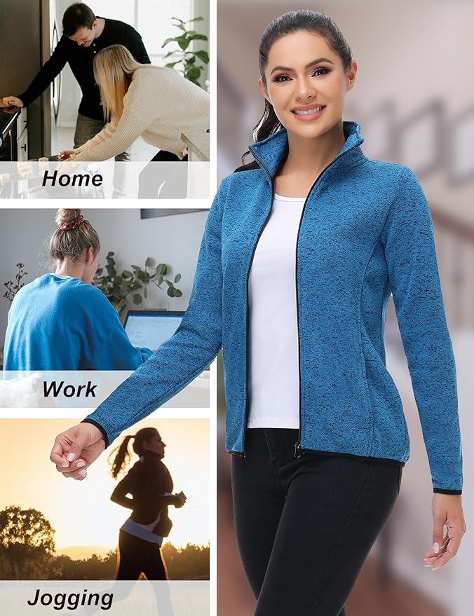 COZZYON Women Fleece Zip Up Jacket Light Sweater Jacket