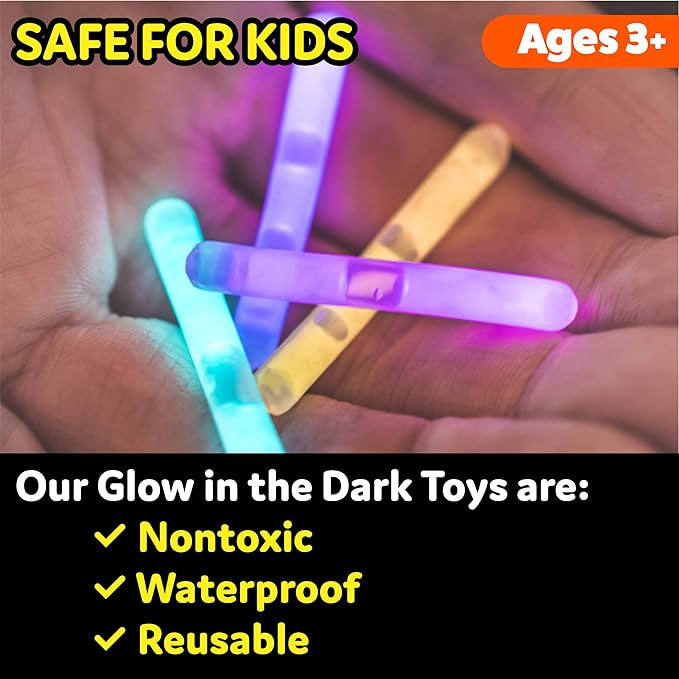 PartySticks Mini Glow Sticks 200 Pack Glow-in-the-Dark Small, for Easter Eggs, 5 Colors, Neon Light Sticks Bulk Party Favors, Easter Basket Stuffer Party Pack, Weddings Classroom Decorations Prizes