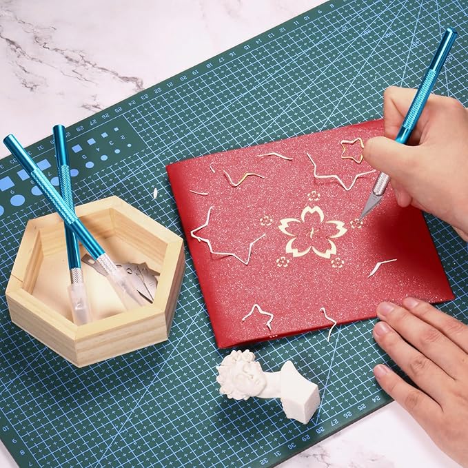 15 Pack Exacto Knife Set, Hobby Knife, Back to School Supplies Craft Knifes Kit for Art, Carving, DIY, Scrapbooking, Art, Cutting, Stencil(Blue)