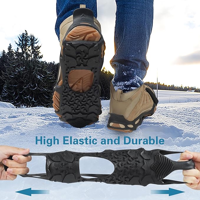 Spikeless Ice Cleats for Boots and Shoes Slip On Traction Cleats Crampons Traction Devices Aids Rubber Footwear for Snow and Ice Winter Walking Indoor Outdoor Men Women