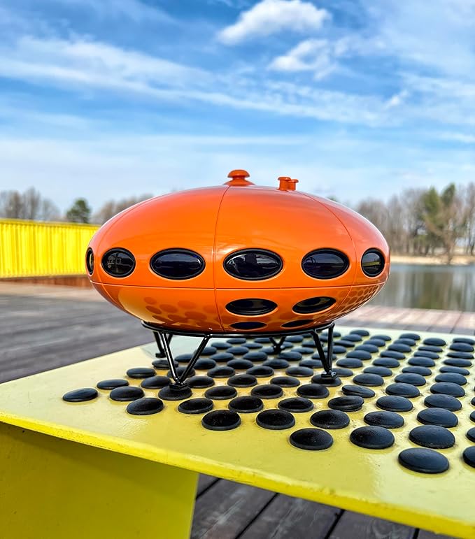 Space Age Table Lamp, LED Color Changing, 3 Light Modes, USB Rechargeable, Cordless Ambient Light (Orange)