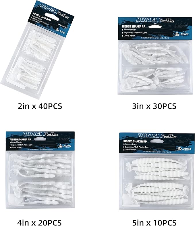 RUNCL Swimbaits Paddle 10/20/30/40PCS, 5/4/3/2 Inchs Paddle Tail, Soft Lure for Trout Crappie Bass, Durable Plastic Bait Swimmer for Saltwater/Freshwater, Fishing Lover's Gift