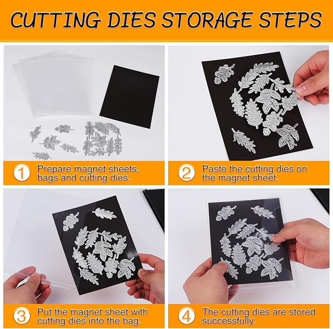 40 PCS Stamp and Die Storage Bag and Rubber Magnetic Sheets, Die Storage Set for Storage Die Cutting, DIY Scrapbooking
