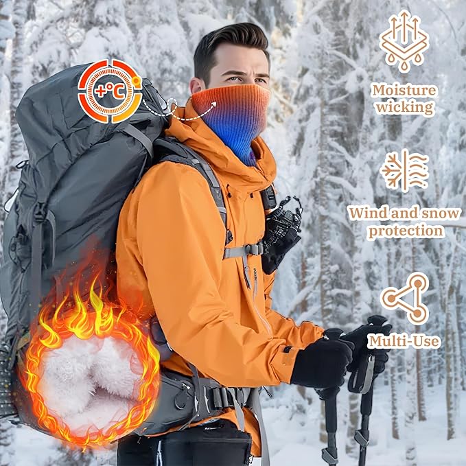 Winter Knitted Neck Gaiter For Men and Women Fleece Neck Warmer Windproof Face Mask for Cold Weather Gifts