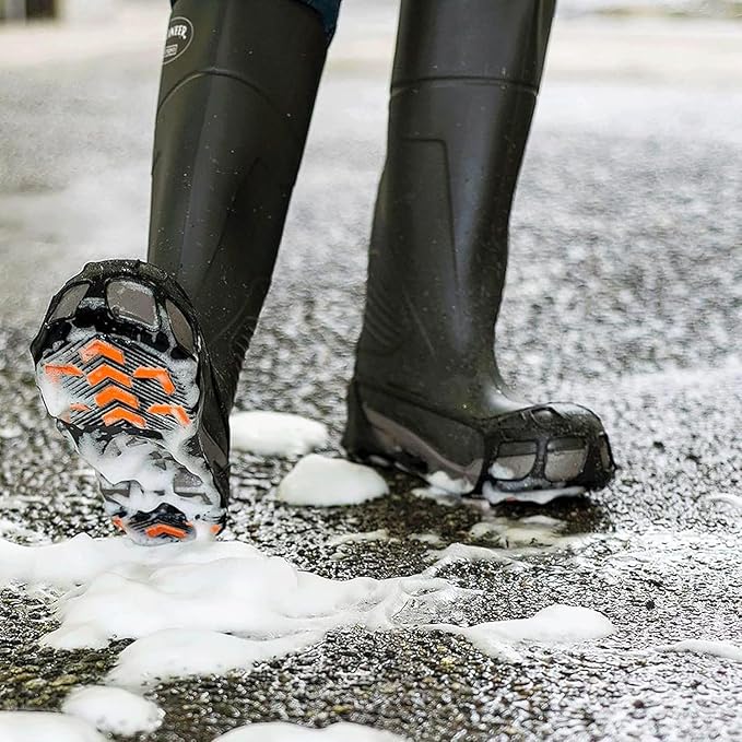 Due North GripPro Spikeless Footwear Traction Aids for Men and Women - for Ice and Snow - Lightweight Full-Foot Rubber Tread