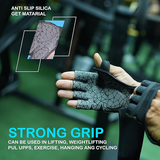 Workout Gloves for Men & Women – Fingerless Weight Lifting Gloves with Wrist Support for Gym, Crossfit, and Exercise – Durable Grip for Weightlifting, Cycling & Training