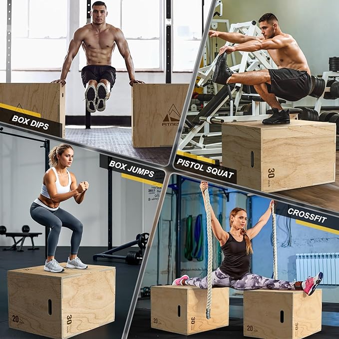 GIKPAL Plyo Jumping Exercise Box, High-Density Foam Plyometric Jump Box for Home Gym Workout, Multiple Size Box Jumps for Step-Up, Box Squat, Explosive Training