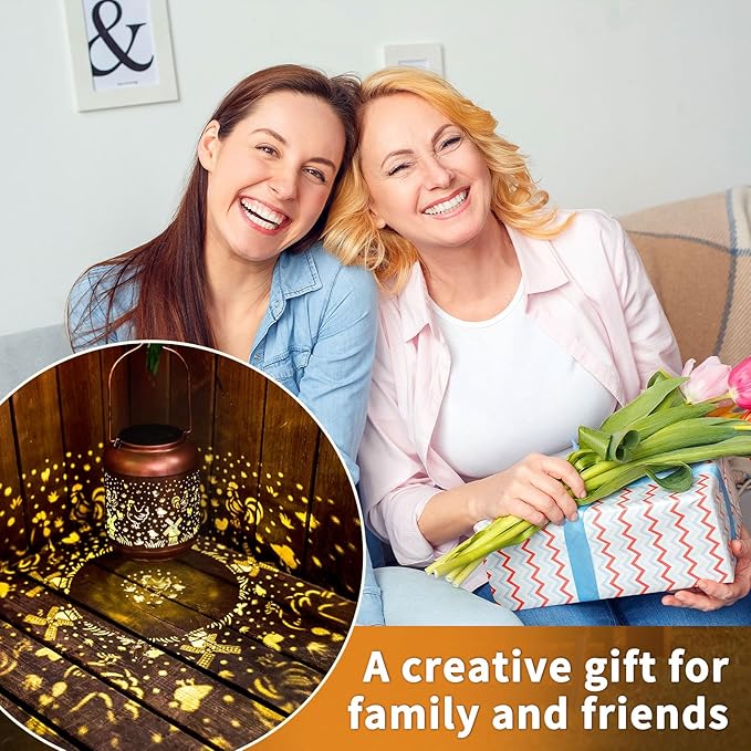 Chicken Solar Lanterns Outdoor Waterproof Chicken Hanging Solar Lights Birthday Gifts for Women Men Mom Metal Decorative LED Lantern Outside for Garden Decor,Yard,Patio,Lawn,Porch,Backyard,Tabletop