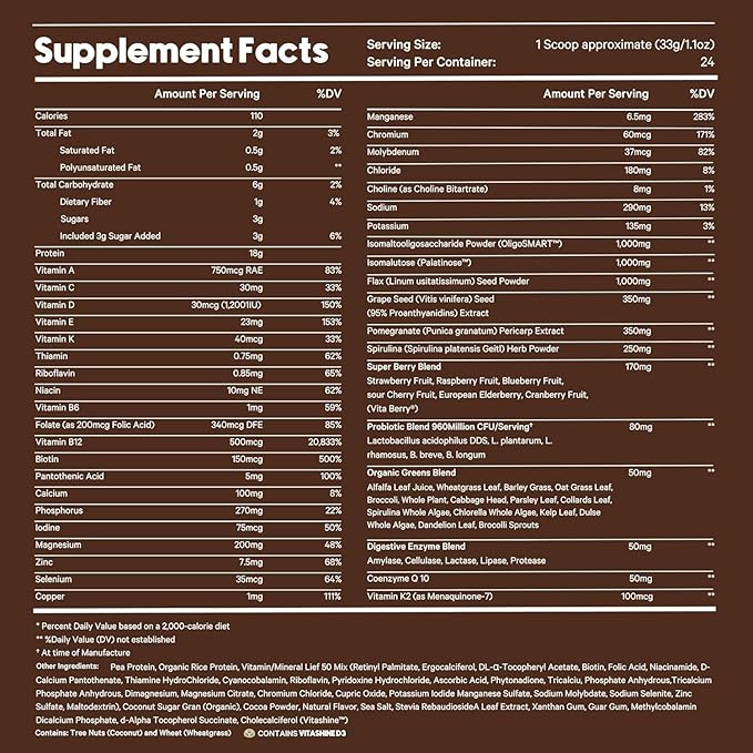 LyfeFuel All-in-One Essentials Nutrition Shake | Complete Meal Replacement Powder | 50+ Superfood Blend, 18g Plant-Based Protein - Chocolate, 24 Servings - 3 Pack