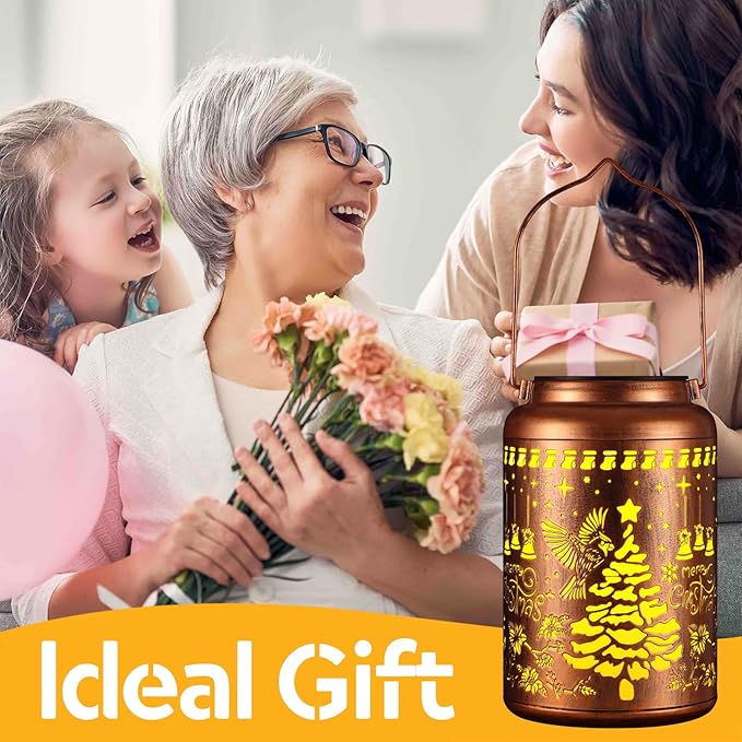 Cardinal Solar Lanterns Outdoor Waterproof Garden Decor Birthday Gifts for Women Mom Grandma Hanging Lights Metal Decoration Outside for Yard, Patio,Backyard,Porch(Christmas Red Bird)