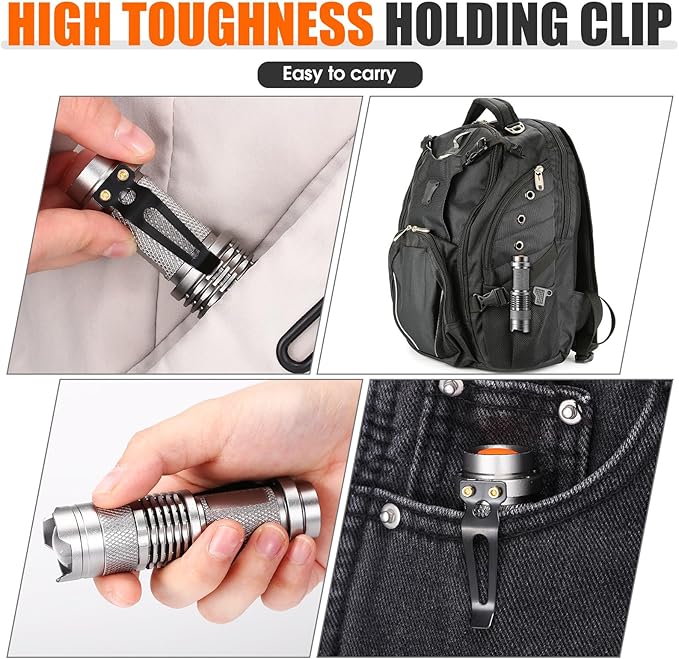 Fumete 20 Pieces LED Flashlight Mini 3 Mode Tactical Torch Small Water Resistant Pocket Flash Light Adjustable Focus Light Pen for Men, Father, Indoor Outdoor Hiking(Silver)