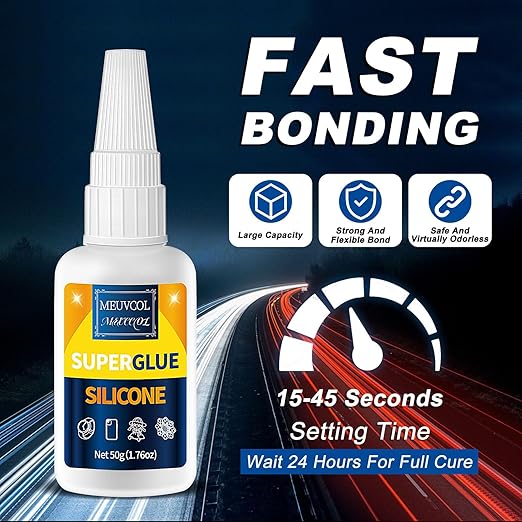 Silicone Glue 100g - Fast-Bonding & Waterproof Silicone Adhesive for Silicon Rubber, Model, Toys, TPU, TPR, TPE - Clear Liquid Silicone Adhesive for Crafts, 6 Applicator Nozzles