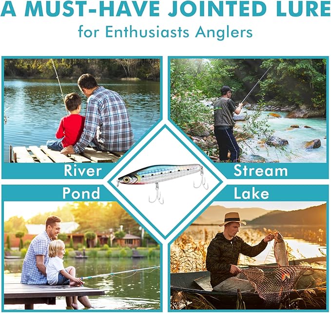 TRUSCEND Easy Catch Swimmax, Magic Noisy Turbulent Wiggling and Vibrating Actions for More Bites, Segmented Swimbait Jointed by Dyneema Strongest Fiber, Lifelike Fishing Lures for Relax Family Fishing