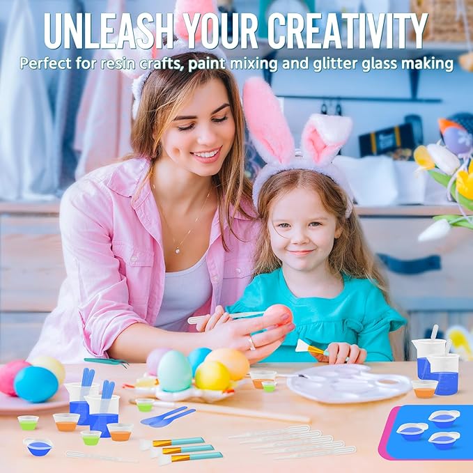 SWIGRANCE Epoxy Resin Mixing Tools Kit 36Pcs, Reusable Soft Silicone Tools, Includes A3 Non-Stick Silicone Mat, Measuring Cups, Dropper Pipettes, Stir Sticks, Brushes, Resin Casting DIY Jewelry Making