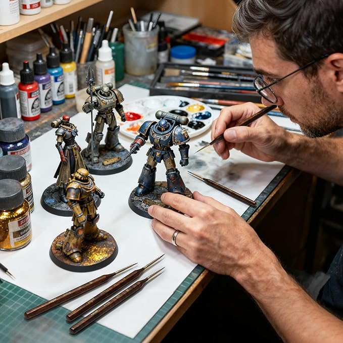 Artify Detail Paint Brush Set, 12Pcs Fine Paint Brushes for Detail, Model & Craft, Miniature Paint Brushes, No-Splitting High-Spring Synthetic Bristle, for Watercolors, Oil, Acrylics