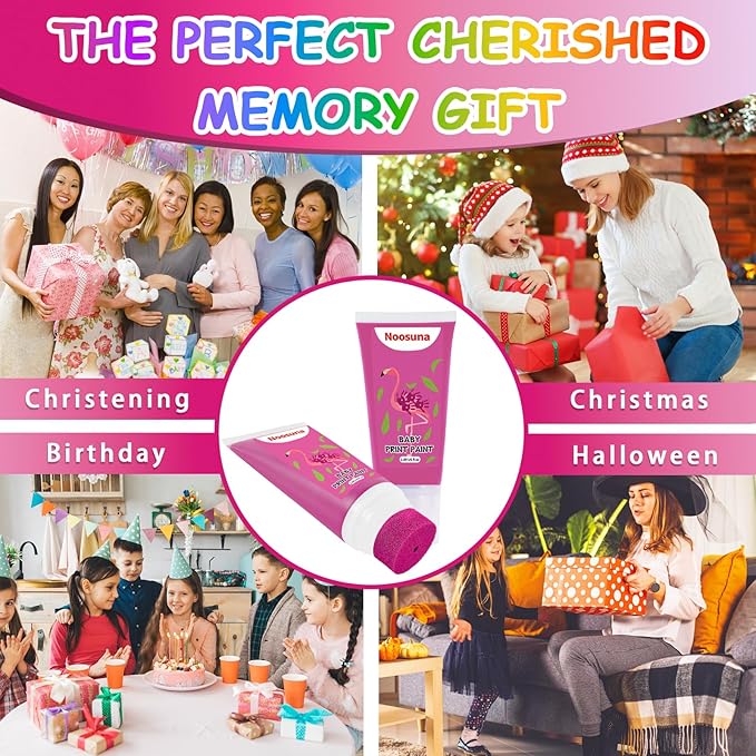 Baby Hand and Footprint Kit with Sponge Head, Baby Ink Hand and Footprint Kit, 1.69 fl oz Non-Toxic and Washable, Paw Print Kit for Dogs Suitable for Babies and Pets, Newborn Memento, Pink