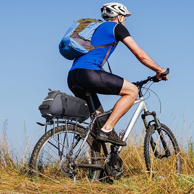 Rear Bike Rack Bag, 13L PVC Water Resistant Bicycle Bag for Road and Mountain Bikes, Commuter Bag for Grocery Shopping and Cycling, Black