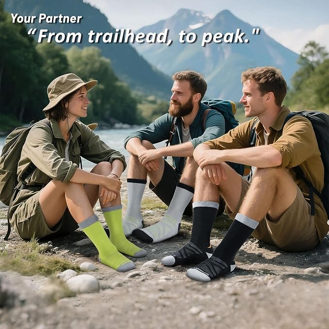 2-Pack Moisture-Wicking Hiking Socks for Men & Women - Quick-Dry, Anti-Blister & Odor Control for Running, Trekking
