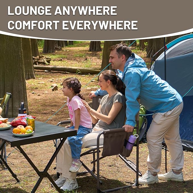 Timber Ridge XXL Director’s Chair – Heavy Duty Folding Chair with Side Table, 500 lb Capacity, Extra Wide Padded Seat for Camping, Sports, Beach, Patio, and Outdoor Use, Tan