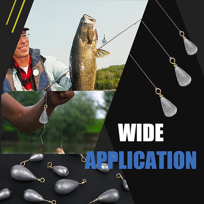 Bass Casting Sinkers Fishing Weights - 20/30pcs Bell Sinkers Drop Shot Weights with Brass Swivels for Saltwater & Freshwater