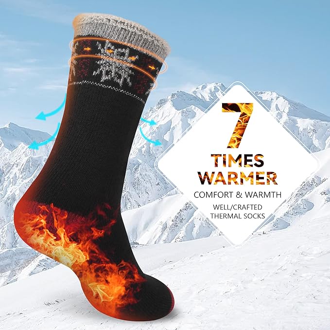 Sunew Warm Thermal Socks 4 Pack, Mens Womens Winter Heated Outdoor Skiing Thermal Socks