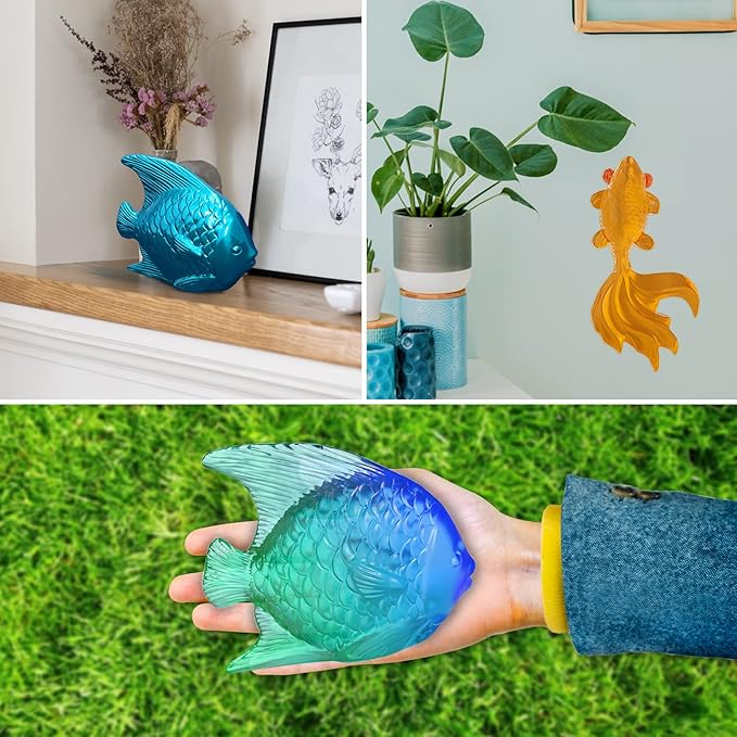 2Pcs Large Goldfish Resin Molds, 7.5in & 5.5in 3D Koi Fish Silicone Epoxy Moulds, Large Animal Silicone Mold for Resina Casting, DIY Craft, Home Office Cabinets Wall Desktop Decor