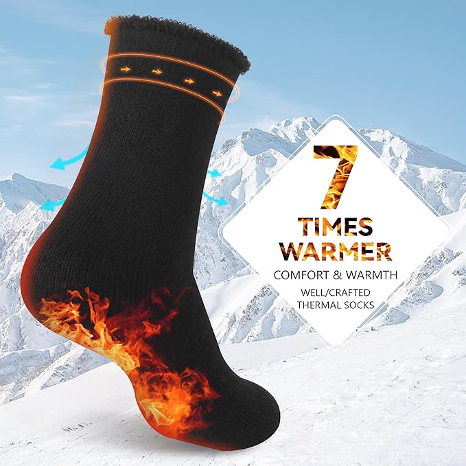 Sunew Warm Thermal Socks 4 Pack, Mens Womens Winter Heated Outdoor Skiing Thermal Socks