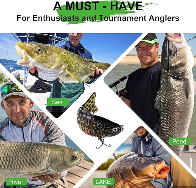 6Pcs Fishing Lures for Bass, Topwater Trout Lure, Multi Jointed Swimbaits, Multi-Jointed Slow Sinking Hard Baits, Swimming Lures for Freshwater Saltwater, Lifelike Fishing Lures Kit