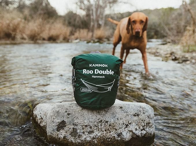 KAMMOK: Roo Double Hammock | Made from Strong & 100% Recycled Water Resistant Ripstop Fabric | Comfortable, Packable, Lightweight (Lifetime Adventure Grade Warranty), Ocean Print