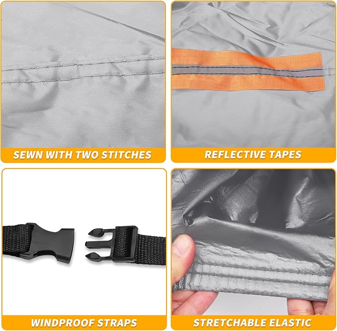 Universal Car Cover Waterproof All Weather 190T-PU, UV Sun Rain Protection, Fits for SUV Length 191"-200", with Left Side Zipper, Silver Tone