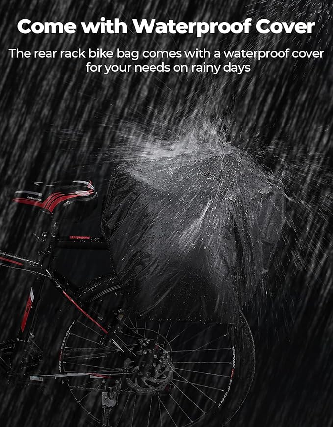 KEMIMOTO Bike Bag 11L EVA Hard Shell, Stable Installation Rear Rack Bag with Waterproof Cover, Bicycle Trunk with Shoulder Strap for Commuter Travel Outdoor