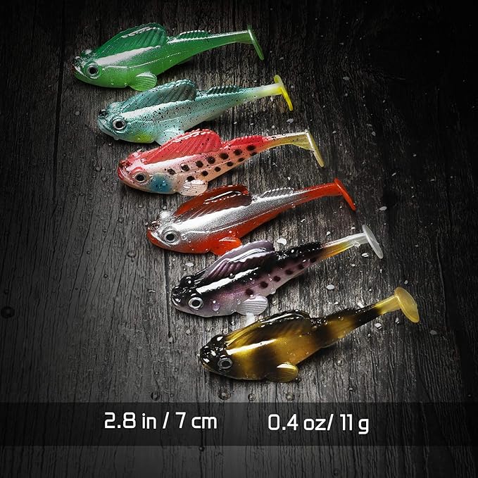 TRUSCEND Easy Catch Pre-Rigged Soft Lures, Unique Vibrating Swim Action and Trembly Sinking Move for More Bites, Amazing Soft Swimbait for Family Fishing, Fishing Lures for Bass Trout Crappie Walleye