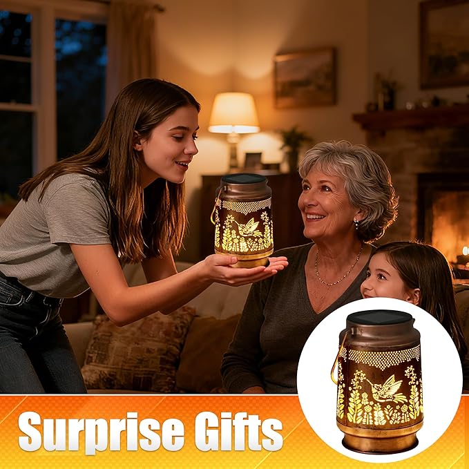 Hummingbird Solar Lantern - Hummingbird Solar Lights for Outside, Patio, Backyard, and Porch - Waterproof Hanging Lantern for Outside - Perfect Gifts for Women