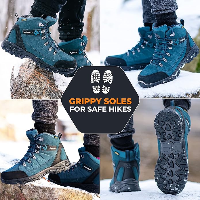 Foxelli Men’s Hiking Boots – Waterproof Breathable & Lightweight Suede Leather Hiking Boots for Men