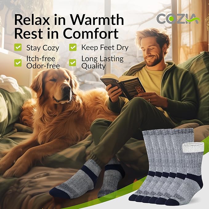 Merino Wool Socks Casual Warm Socks for Winter Cozy Boot Socks for Men & Women