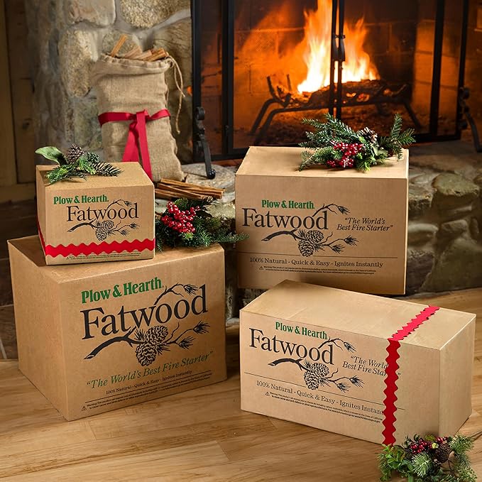 Plow & Hearth 2 LBS Fatwood Fire Starter Sticks Organic Kindling, Easy Ignition Fat Wood, All Natural Firestarters for Fire Pit, Wood Stoves, Fireplaces, Campfires, Bonfires, BBQ
