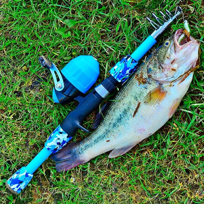 PROBEROS Kids Fishing Pole - Portable Telescopic Fishing Rod and Reel Combo Kit - Spincast Fishing Reel Casting Rods with Lures Lines Tackle Box and Bag for Boys Girls Youth Fishing