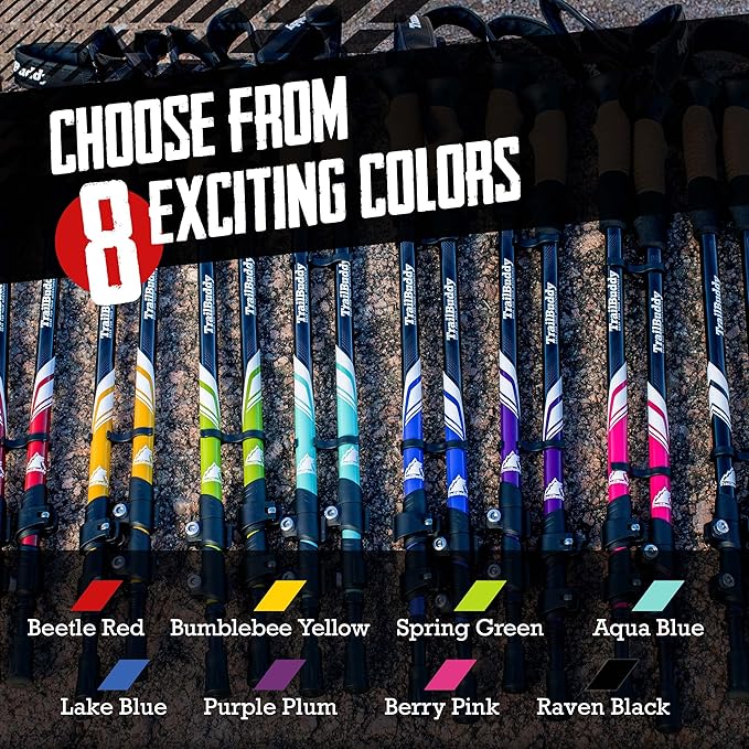 TrailBuddy Trekking Poles – Lightweight 7075 Aluminum Hiking Poles for Women, Men & Seniors – Collapsible Walking Sticks for Travel, Trails & Balance