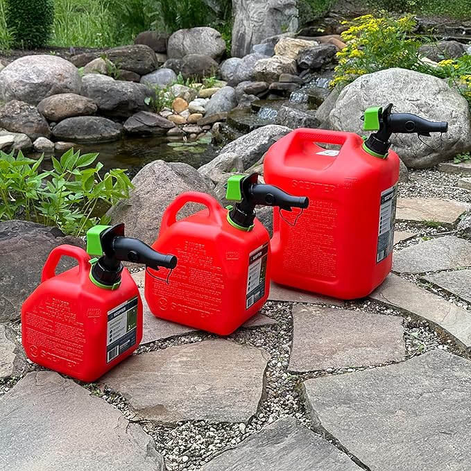 Scepter FSCG552 Fuel Container with Spill Proof SmartControl Spout with Bonus Spout Extender, Rear Handle Red Gas Can, 5 Gallon (Pack of 4)