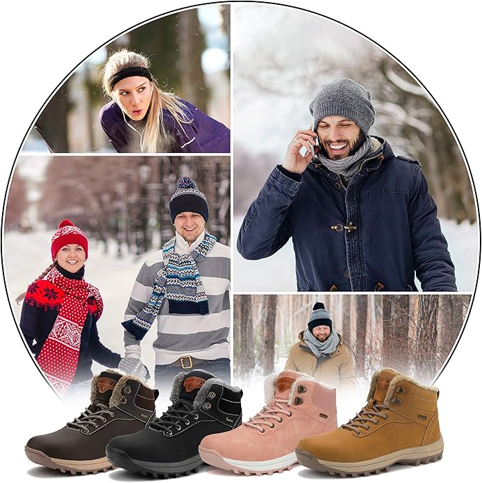 Mishansha Men's Waterproof Snow Boots, Insulated Warm Lined Winter Boot for Cold Weather, Non-Slip Outdoor Trekking Hiking Shoes Size 4-13.5